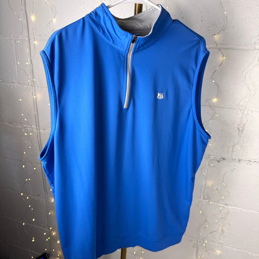 Peter Millar Element Wicking Blue XL Golf Vest 1/4 Zip Moisture Wicking